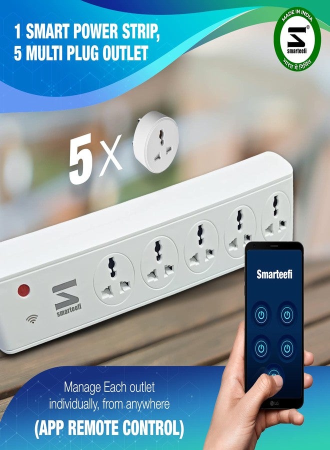 Smarteefi WiFi Smart Power Extension | 5 Ports | Smart Plug | 10A | Energy Monitoring | Scheduling | Countdown Timer | Compatible with Alexa & Google Home | 1 Year Warranty(SE51) - Image 3